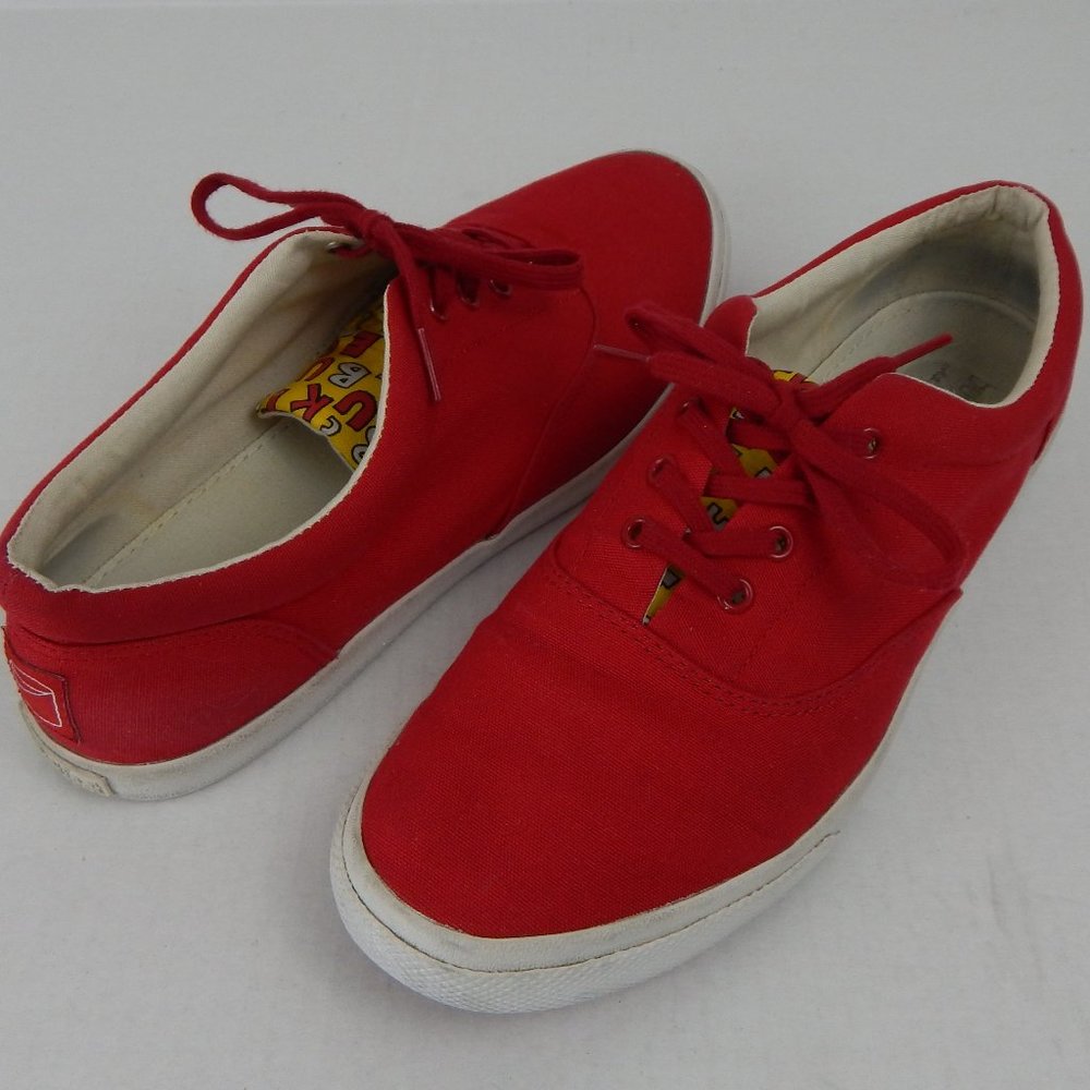 Bucketfeet Sz 10 Red Canvas Yellow Pattern Tongue